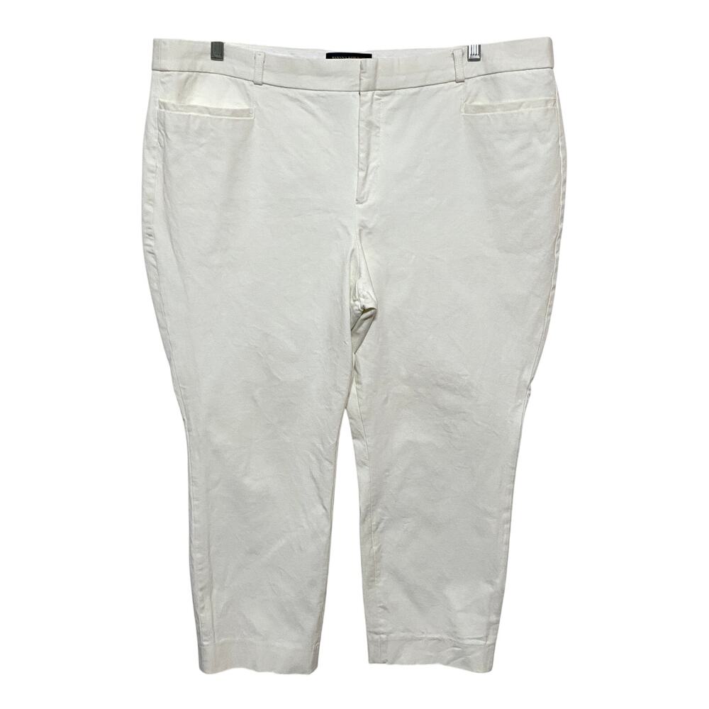 Banana Republic Sloan Crop White Pants Womens 18 Preppy Stretch Classic Office